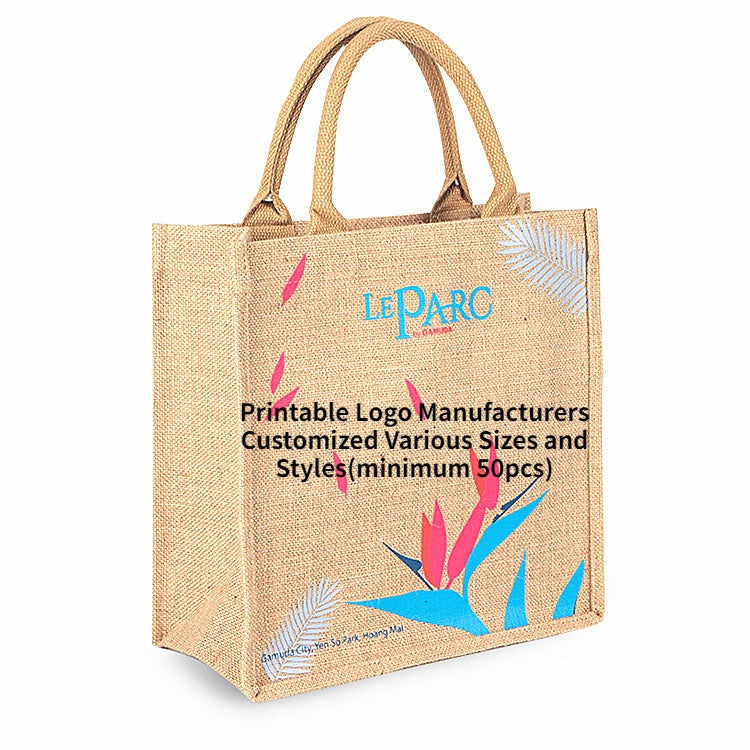 【Professional Customization】Jute Tote Bag Cotton Gift Bag Logo Custom Waterproof Linen Bag Cladding Linen Bag Linen Bag Custom-madePrintable Logo Manufacturers Customized Various Sizes and Styles(minimum 50pcs)