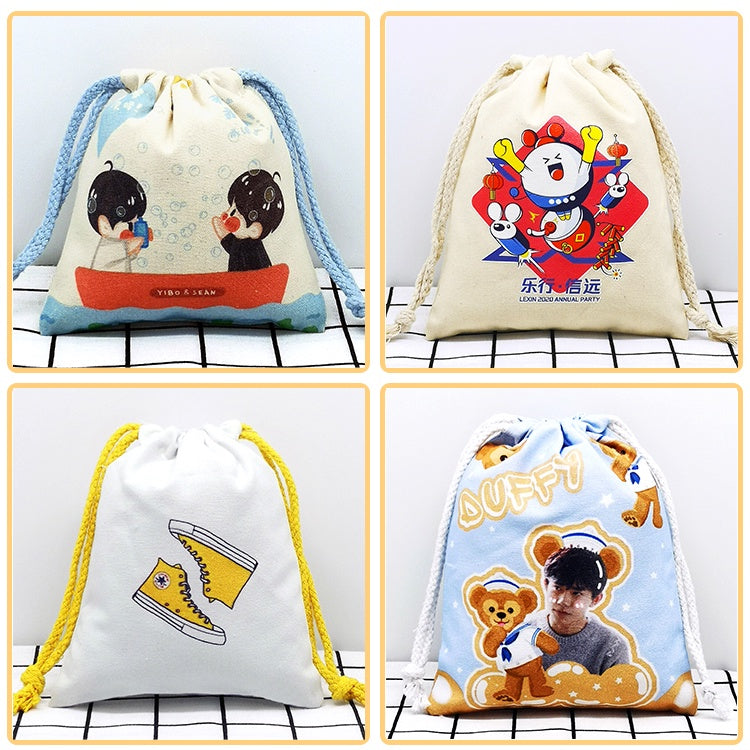 【Professional Customization】Creative Storage Bag Customized Bundle Pocket Customized Canvas Bag Backpack Satchel Color Printed Cotton Bag Printable Logo Manufacturers Customized Various Sizes and Styles(minimum 50pcs)