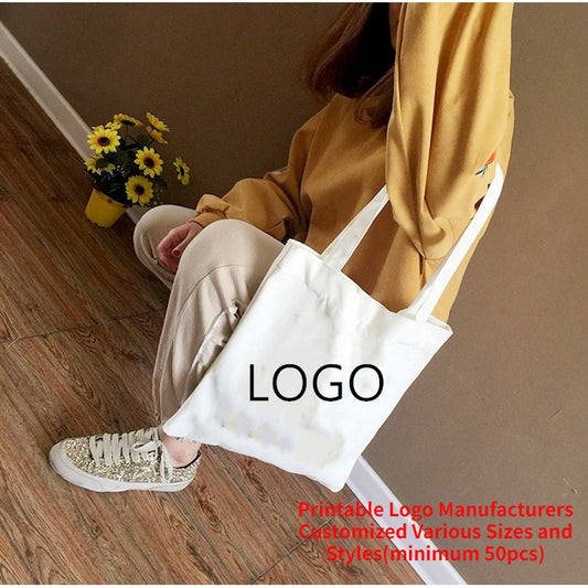 【Professional Customization】Nordic Fashion Popular Small Fresh Canvas Bag Environmental Protection Bag Refreshing Simple Korean Canvas Bag Printable Logo Manufacturers Customized Various Sizes and Styles(minimum 50pcs)