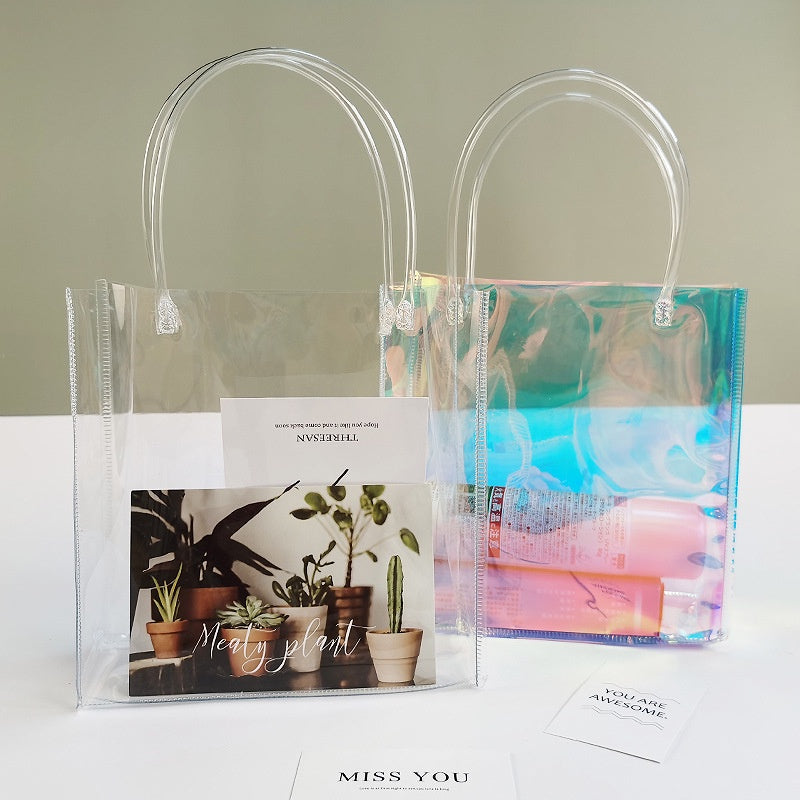 【Professional Customization】PVC Transparent Jelly Gift Packaging INS Online Celebrity Cute Portable Laser Holiday Gift Bag Custom Shopping BagPrintable Logo Manufacturers Customized Various Sizes and Styles(minimum 50pcs)