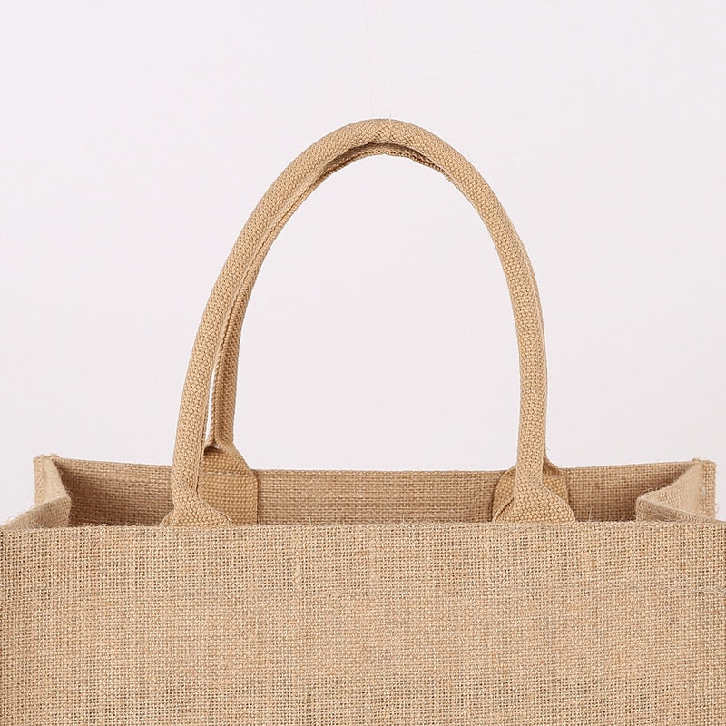 【Professional Customization】Yellow Linen Handbag Imitation Linen Bag High-density Coated Fabric Core Hand-held Printable Logo Manufacturers Customized Various Sizes and Styles(minimum 50pcs)