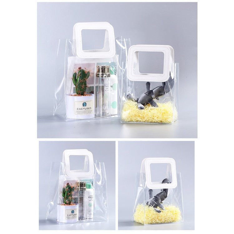 【Professional Customization】Gift Bag Transparent Hand 520 Gift Companion Gift Bag PVC Custom-made Net Red Wind Cake Packaging SpotPrintable Logo Manufacturers Customized Various Sizes and Styles(minimum 50pcs)