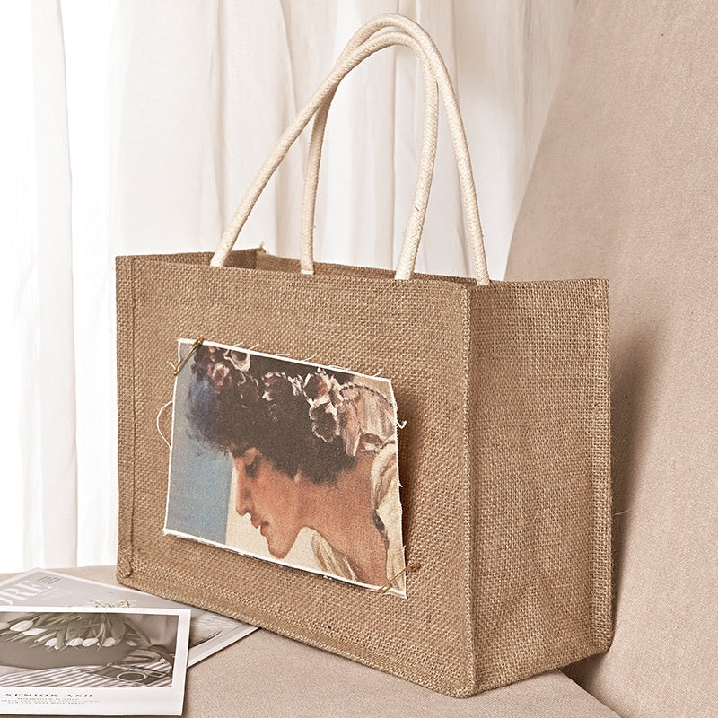 【Professional Customization】Stock Muji The Same Linen Bag Good Goods Retro Literature Jute Hand-held Shopping Bag Custom PatternPrintable Logo Manufacturers Customized Various Sizes and Styles(minimum 50pcs)