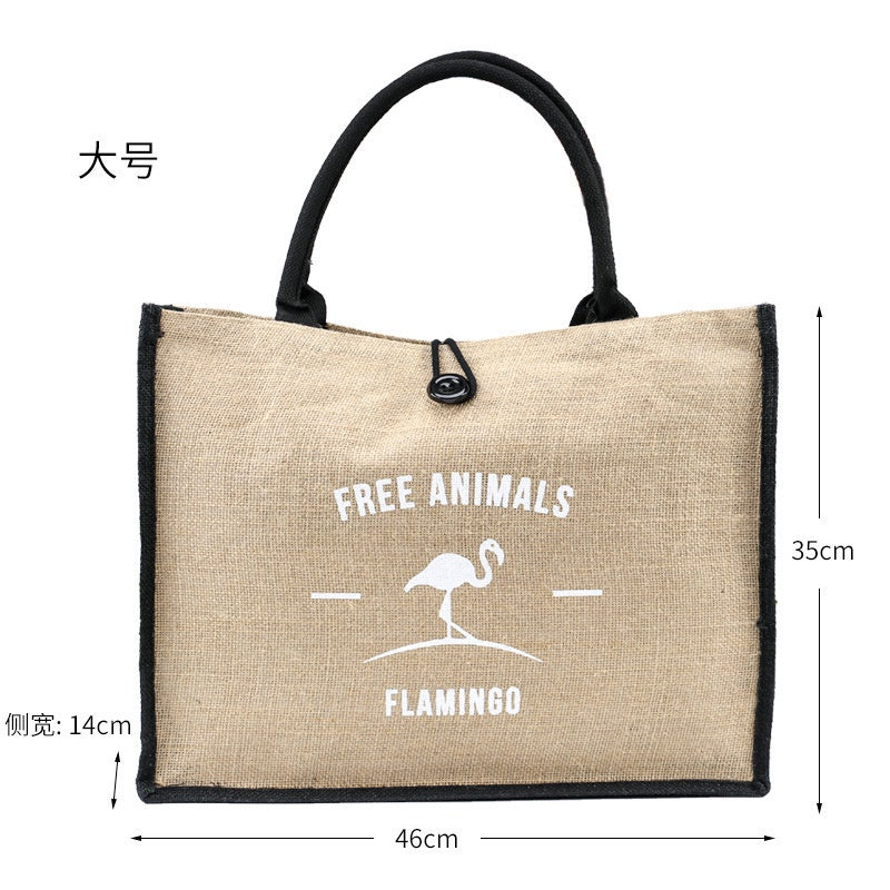 【Professional Customization】Retro Jute Handbags Advertising Shopping Environmental Protection Large-capacity Fashion Handbags Printable Logo Manufacturers Customized Various Sizes and Styles(minimum 50pcs)