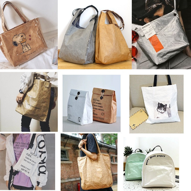 【Professional Customization】DuPont Paper Bags  Wash DuPont Paper Handbag Bags Custom Waterproof And Tear-resistant Kraff Paper Bags Printable Logo Manufacturers Customized Various Sizes and Styles(minimum 50pcs)