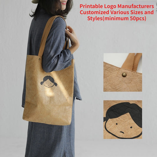 【Professional Customization】DuPont Paper Bag Custom Pattern Handbag Kraft Paper Bag Washable Tear Resistant Tote Environmental Protection Bag Printable Logo Manufacturers Customized Various Sizes and Styles(minimum 50pcs)