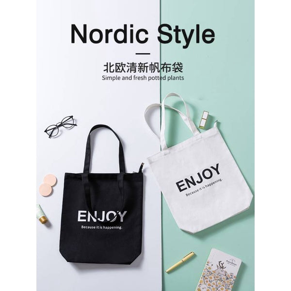 【Professional Customization】Portable Canvas Bag Cloth Bag Ins Portable Folding Grocery Shopping Bag Simple Super Large Capacity Shopping Bag Printable Logo Manufacturers Customized Various Sizes and Styles(minimum 50pcs)