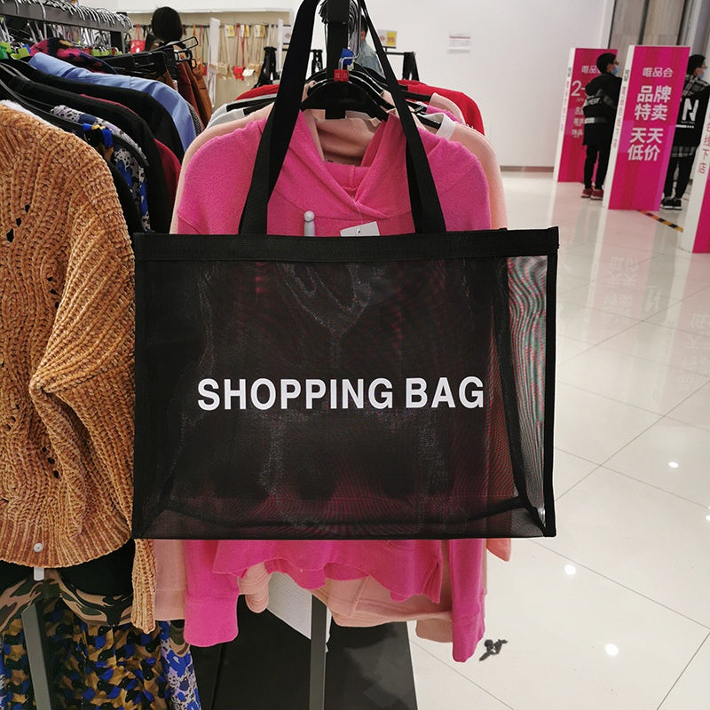 【Professional Customization】Spot Clothing Store Shopping Mall Beach Mesh Shopping Bag Women's Bag Nylon Mesh Handbag Mesh Bag Advertising BagPrintable Logo Manufacturers Customized Various Sizes and Styles(minimum 50pcs)