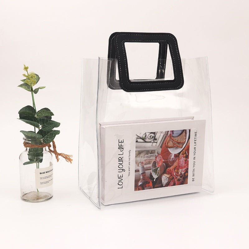 【Professional Customization】Laser Bag Transparent Handbag PVC Jelly Bag Net Red Bag Cosmetic Gift Bag Activity Bag Lunch Bag Printable Logo Manufacturers Customized Various Sizes and Styles(minimum 50pcs)