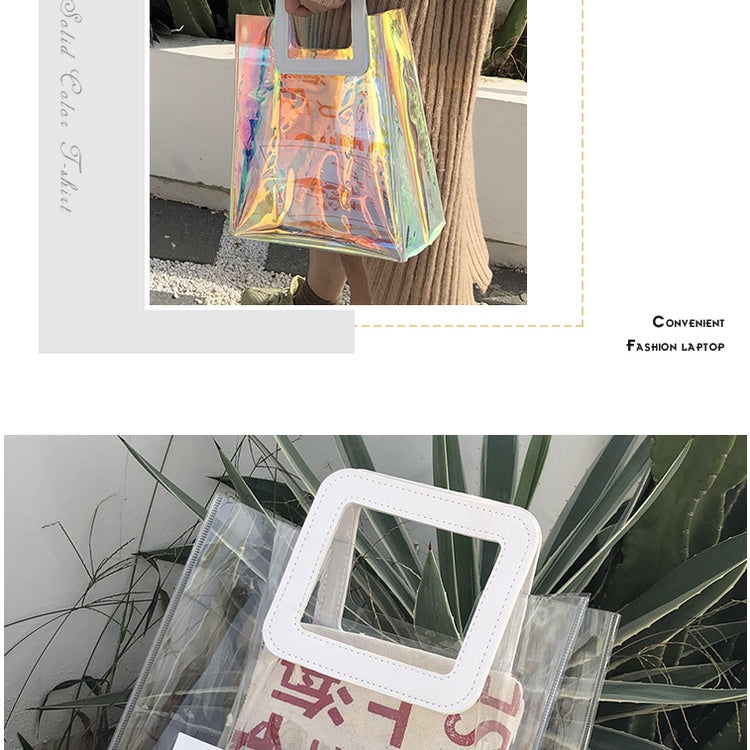 【Professional Customization】Custom 2020 New Transparent Pvc Handbag Net Red Envelope Shopping Bag Gift Bag High-end Cosmetics Printable Logo Manufacturers Customized Various Sizes and Styles(minimum 50pcs)