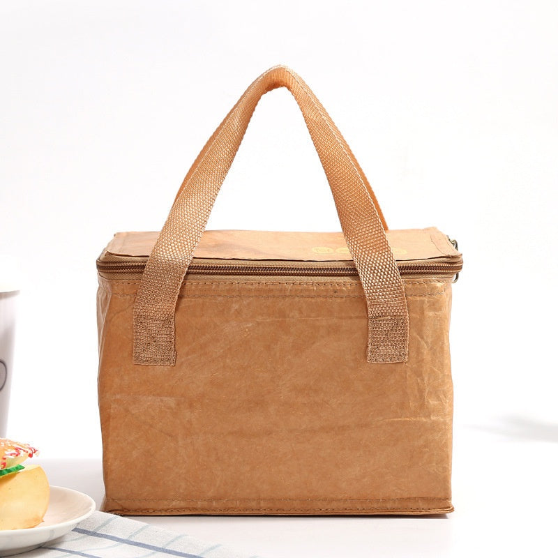 【Professional Customization】Dupont Paper Lunch Environmental Friendly Degradable Kraft Paper Aluminum Film Outdoor Picnic Insulated Lunch Box BagPrintable Logo Manufacturers Customized Various Sizes and Styles(minimum 50pcs)