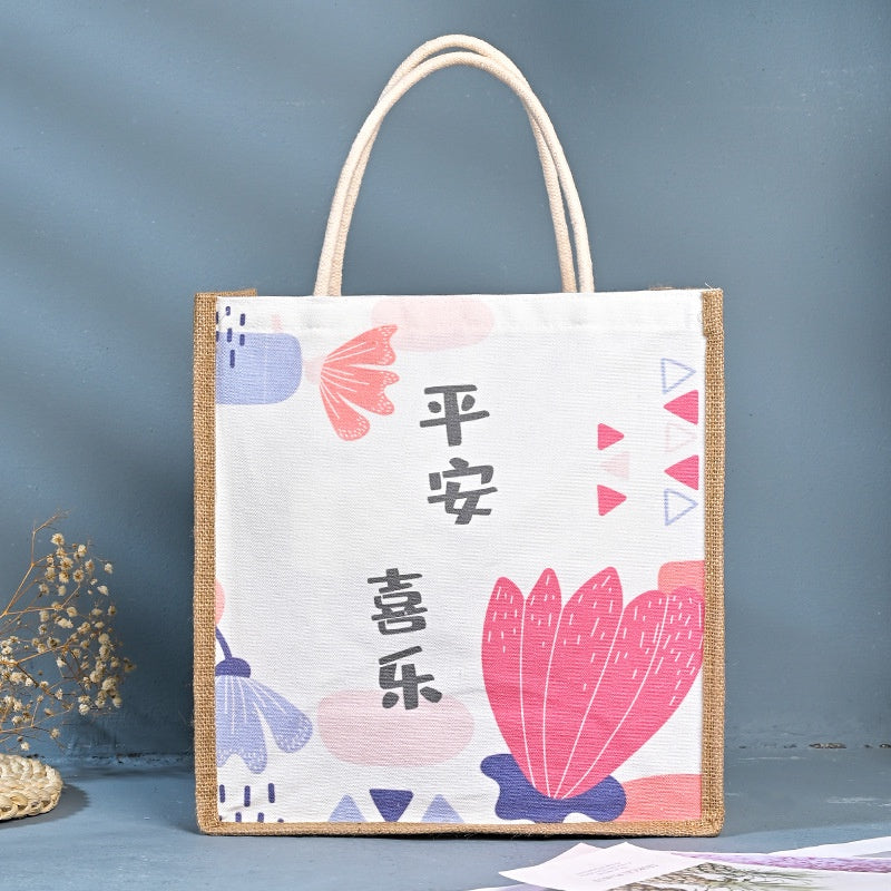 【Professional Customization】Spot Printed Handbags To Work Cotton Shopping Bag Text One-shoulder Linen Collection Canvas BagPrintable Logo Manufacturers Customized Various Sizes and Styles(minimum 50pcs)