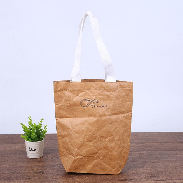 【Professional Customization】Dupont Paper Bag Take-out Bag Custom Logo Kraft Paper Bag Storage Handbag Printable Logo Manufacturers Customized Various Sizes and Styles(minimum 50pcs)