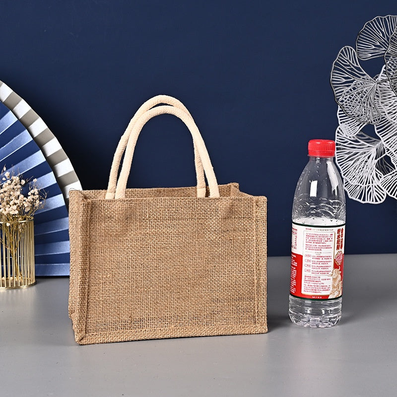 【Professional Customization】Manufacturer's Hand-held Jute Bag Cotton and Hemp Shopping Bag Hand-painted Linen Gift Bag, Retro Coarse Linen BagPrintable Logo Manufacturers Customized Various Sizes and Styles(minimum 50pcs)