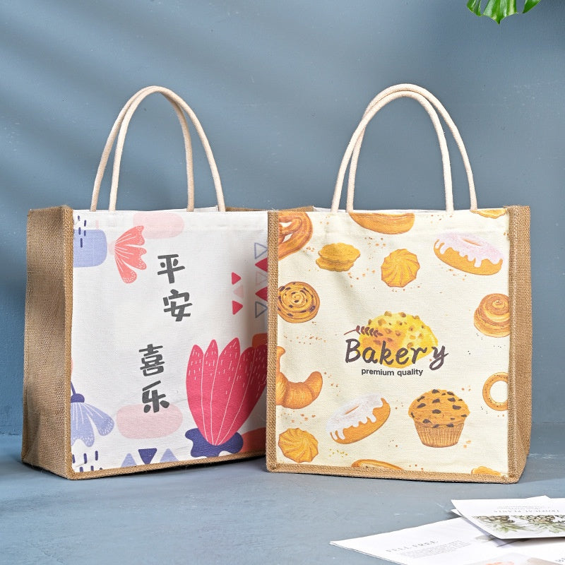 【Professional Customization】Spot Printed Handbags To Work Cotton Shopping Bag Text One-shoulder Linen Collection Canvas BagPrintable Logo Manufacturers Customized Various Sizes and Styles(minimum 50pcs)