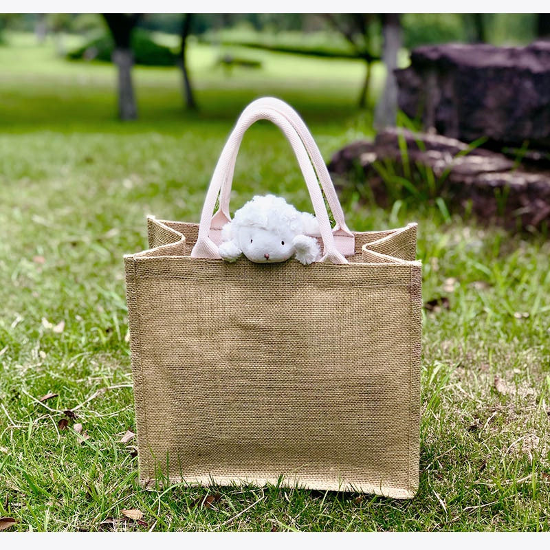 【Professional Customization】Jute Linen Portable Gift Bags Shopping Environmental Protection Bags Small Fresh Linen Bags Printable Logo Manufacturers Customized Various Sizes and Styles(minimum 50pcs)