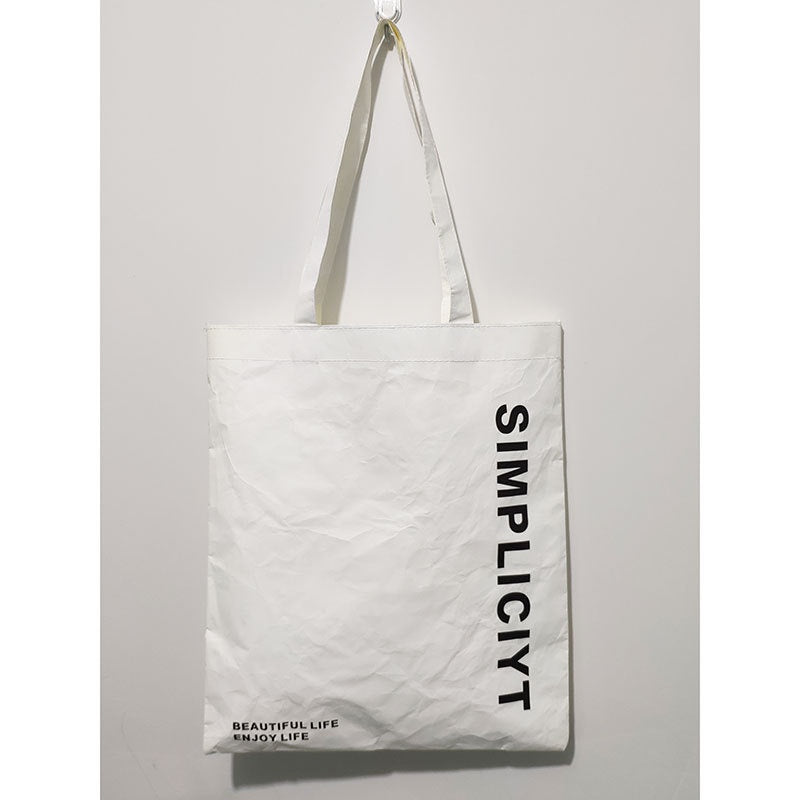 【Professional Customization】Custom DuPont Paper Bags Tyvek Shopping Bag Fashion Simple Women's Single Shoulder Bag Can Wash Kraft Paper Bags Printable Logo Manufacturers Customized Various Sizes and Styles(minimum 50pcs)