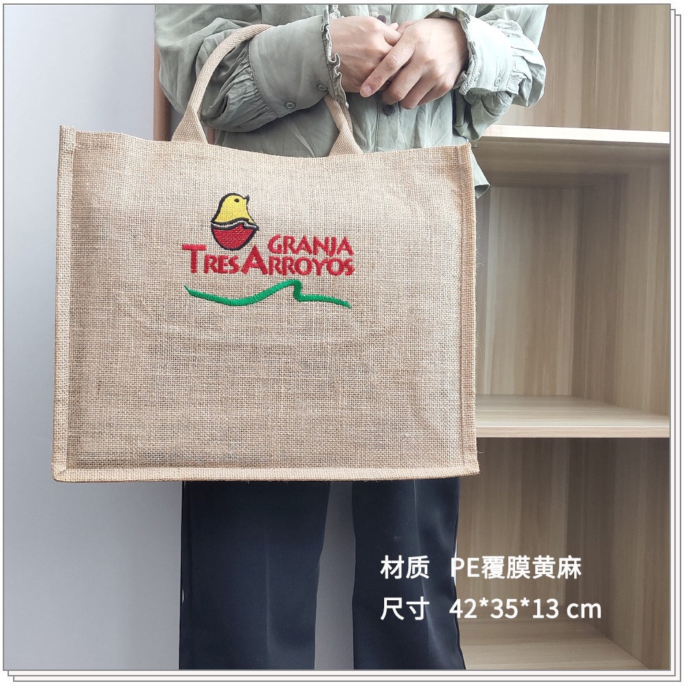 【Professional Customization】Customized Embroidered Jute Shopping Bags Hand-held Tea Drinks Gift Packages Sacks and Jute Bags Storage Bags Wholesale Printable Logo Manufacturers Customized Various Sizes and Styles(minimum 50pcs)