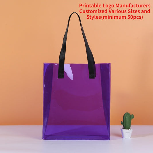 【Professional Customization】Colored Plastic Transparent Handbag Custom Cosmetics Collection Bag One-shoulder Jelly Bag Fashion Gift Pvc BagPrintable Logo Manufacturers Customized Various Sizes and Styles(minimum 50pcs)