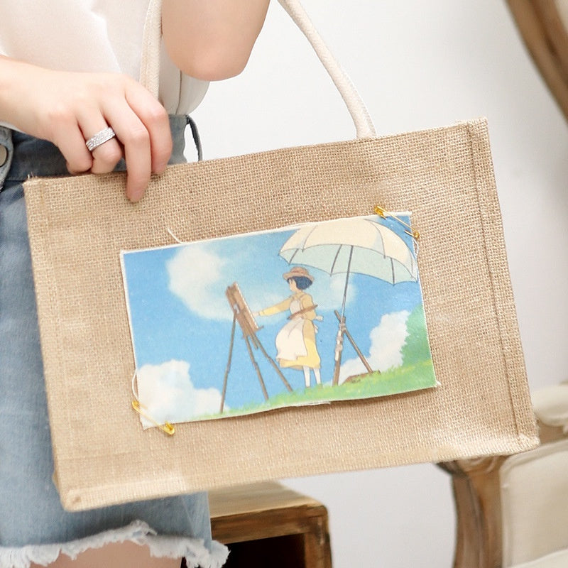 【Professional Customization】Spot Linen Handbag Personality Advertising Jute Bag Canvas Retro Cladding Linen BagPrintable Logo Manufacturers Customized Various Sizes and Styles(minimum 50pcs)