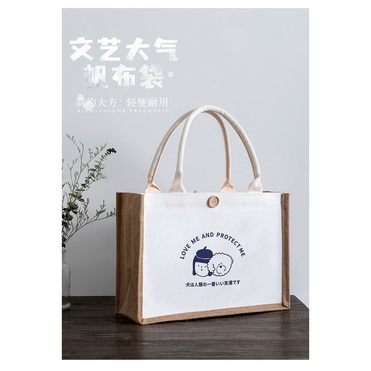 【Professional Customization】Custom Logo Canvas Bag Printing Shopping Work Canvas Bag Women's One Shoulder Hand Carry Linen Bag Hand Bag In StockPrintable Logo Manufacturers Customized Various Sizes and Styles(minimum 50pcs)