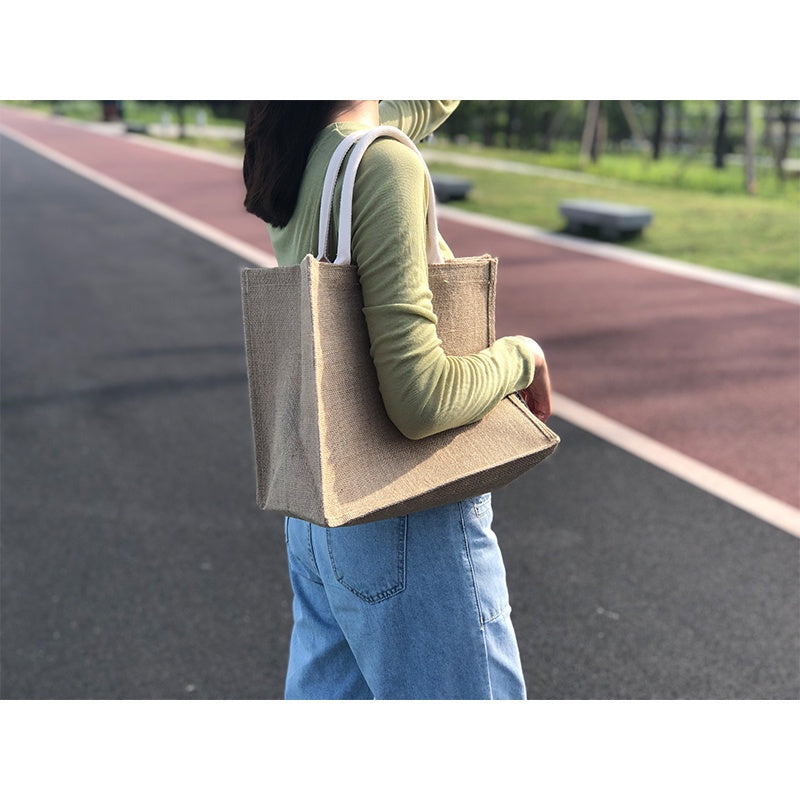 【Professional Customization】Jute Linen Portable Gift Bags Shopping Environmental Protection Bags Small Fresh Linen Bags Printable Logo Manufacturers Customized Various Sizes and Styles(minimum 50pcs)