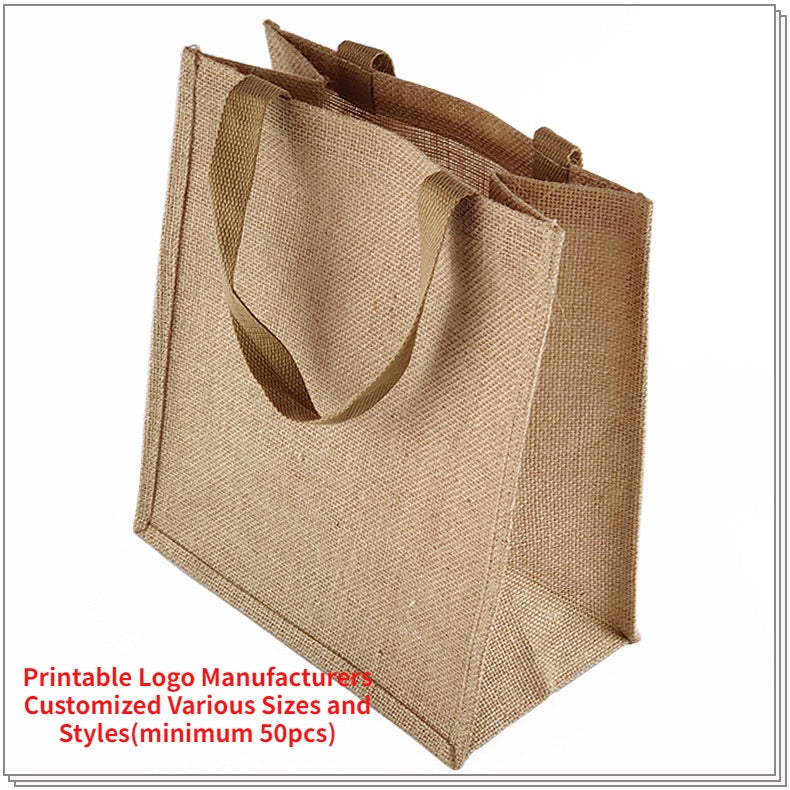 【Professional Customization】Manufacturers Custom Jute Bag Linen Handbag Custom Logo Gift Packaging Retro Small Sack Mulch Linen Bag Wholesale Printable Logo Manufacturers Customized Various Sizes and Styles(minimum 50pcs)