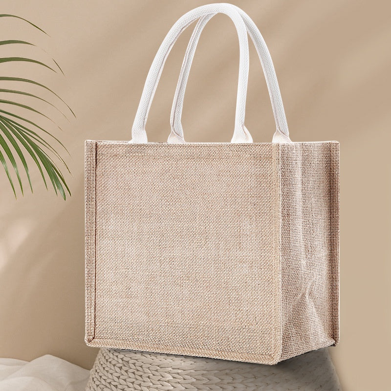 【Professional Customization】Stock Muji Hemp Bag Art Goods Jute Hand Bag Shopping Bag No Printing The Same Hemp Bag Wholesale Printable Logo Manufacturers Customized Various Sizes and Styles(minimum 50pcs)