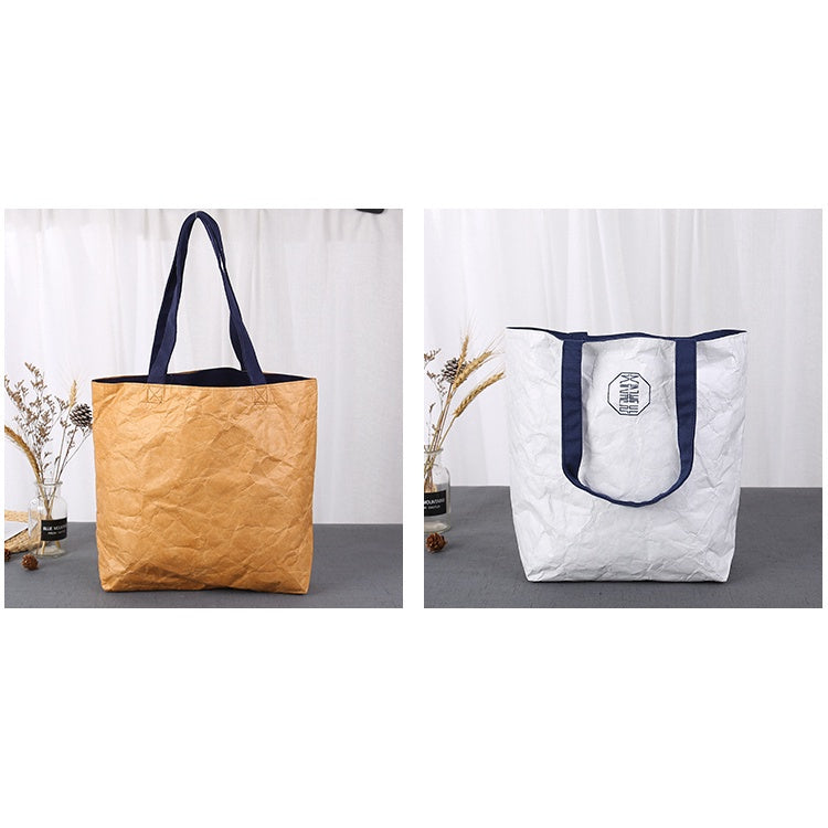 【Professional Customization】Custom DuPont Paper Bags Tyvek Shopping Bag Fashion Simple Women's Single Shoulder Bag Can Wash Kraft Paper Bags Printable Logo Manufacturers Customized Various Sizes and Styles(minimum 50pcs)