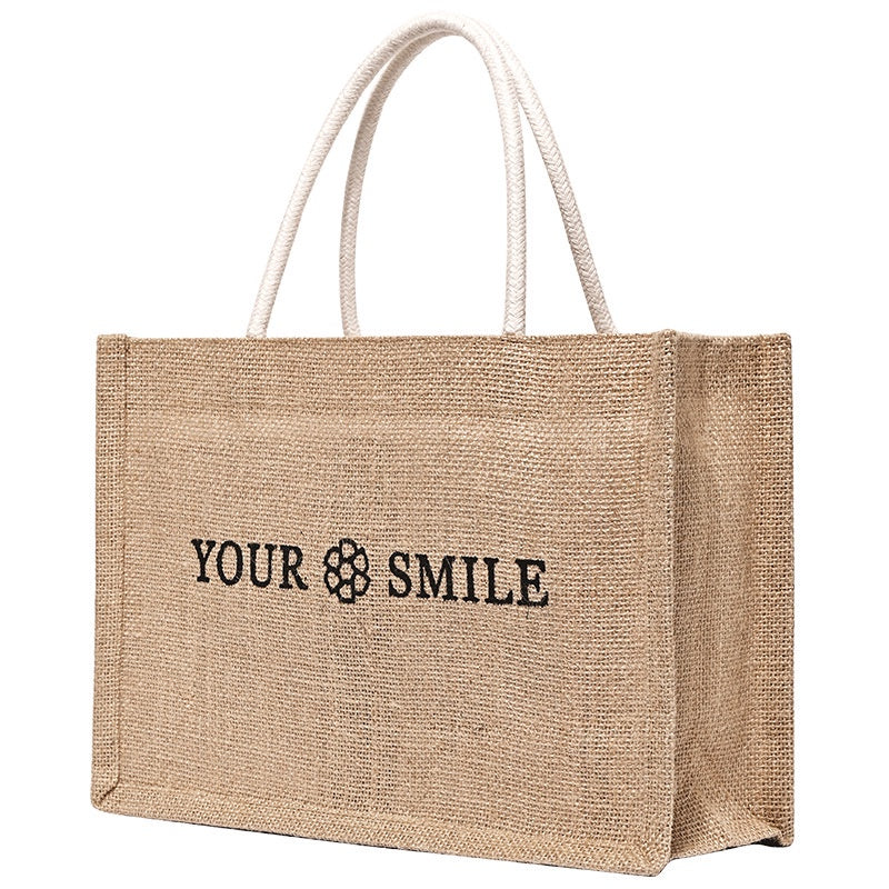 【Professional Customization】Linen Bag In Stock Good Product Retro Jute Hand-held Shopping Bag Custom Logo Text No Print Cross BorderPrintable Logo Manufacturers Customized Various Sizes and Styles(minimum 50pcs)