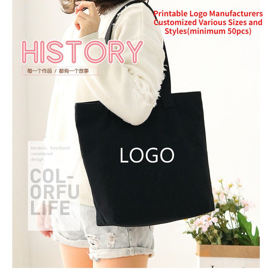 【Professional Customization】Canvas Bag Women's One-shoulder Literary Crossbody Bag Japanese Cloth Bag Large Capacity Mori Korean Printable Logo Manufacturers Customized Various Sizes and Styles(minimum 50pcs)