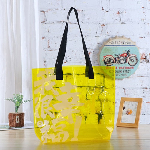 【Professional Customization】PVC New Red Pu Handbag Transparent Jelly Bag Colorful Radium Shooter Bag Gift Bag Printable Logo Manufacturers Customized Various Sizes and Styles(minimum 50pcs)