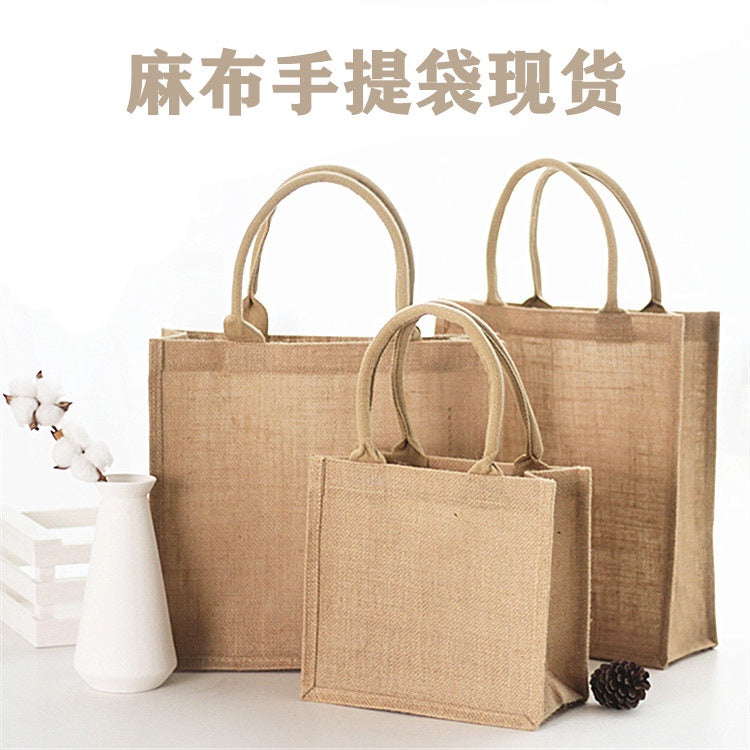 【Professional Customization】Linen Bag Jute Bag Waterproof Cotton Gift Bag Logo Custom Waterproof Film Linen Bag Custom-madePrintable Logo Manufacturers Customized Various Sizes and Styles(minimum 50pcs)