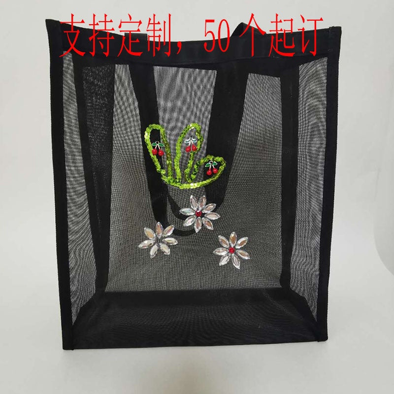 【Professional Customization】Mesh Bag Mesh Shopping Bag Nylon Handbag Mesh Bag Outdoor Leisure Storage Bag HandbagPrintable Logo Manufacturers Customized Various Sizes and Styles(minimum 50pcs)