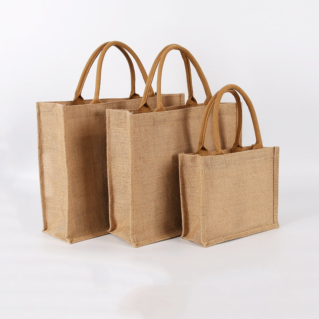 【Professional Customization】Yellow Linen Handbag Imitation Linen Bag High-density Coated Fabric Core Hand-held Printable Logo Manufacturers Customized Various Sizes and Styles(minimum 50pcs)