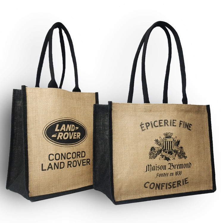 【Professional Customization】Have A Bottom Side Shopping Linen Bag Custom Logo Waterproof Spot Advertising Portable Imitation Jute BagPrintable Logo Manufacturers Customized Various Sizes and Styles(minimum 50pcs)