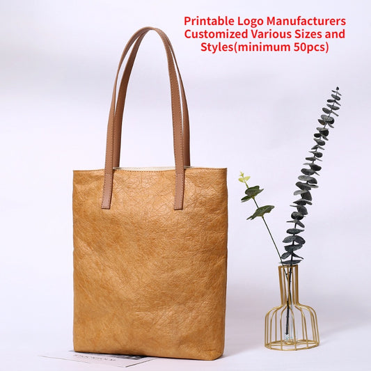 【Professional Customization】Customized DuPont Paper Bag Shopping Handbag Can Be Customized Advertising Logo Women's Single Shoulder DuPont Paper Bag Printable Logo Manufacturers Customized Various Sizes and Styles(minimum 50pcs)