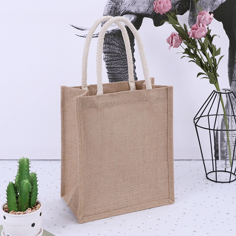 【Professional Customization】Jute Bags Practical Jute Handbags Linen Cotton Linen Shopping Bags Printable Logo Manufacturers Customized Various Sizes and Styles(minimum 50pcs)