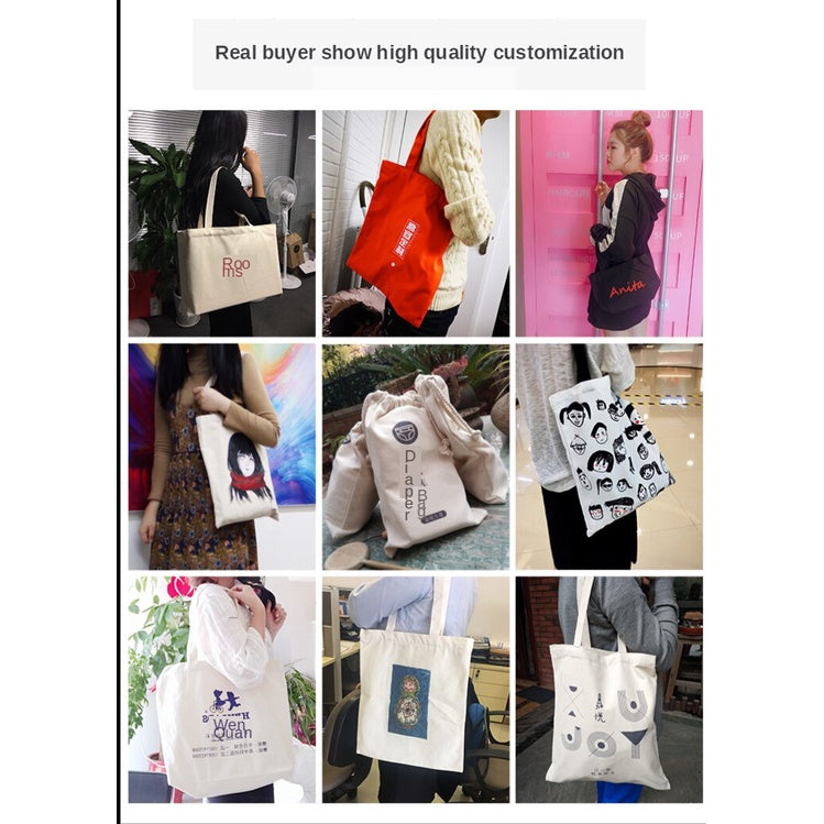 【Professional Customization】Training Class Canvas Bag Cotton Bag Canvas Bag Bag Bag Student Portable Shopping Environmental Protection Bag Printable Logo Manufacturers Customized Various Sizes and Styles(minimum 50pcs)