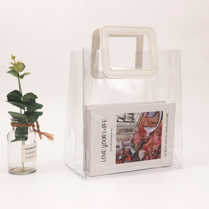 【Professional Customization】Laser Bag Transparent Handbag PVC Jelly Bag Net Red Bag Cosmetic Gift Bag Activity Bag Lunch Bag Printable Logo Manufacturers Customized Various Sizes and Styles(minimum 50pcs)