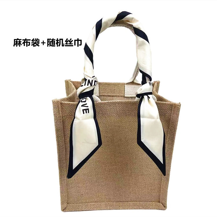 【Professional Customization】Unprinted Good Linen Bag Spot Linen Bag Custom Retro Jute Tote Bag MUJI Burn HairPrintable Logo Manufacturers Customized Various Sizes and Styles(minimum 50pcs)