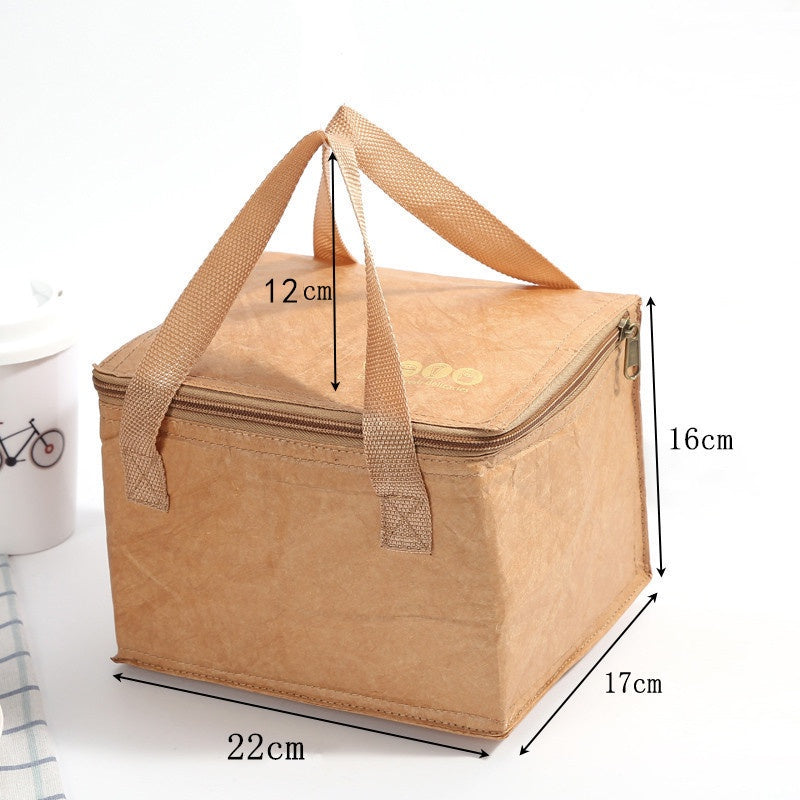 【Professional Customization】Dupont Paper Lunch Environmental Friendly Degradable Kraft Paper Aluminum Film Outdoor Picnic Insulated Lunch Box BagPrintable Logo Manufacturers Customized Various Sizes and Styles(minimum 50pcs)