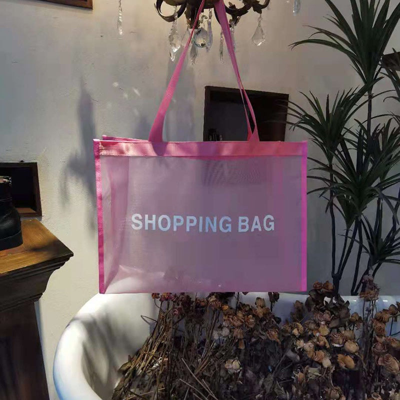 【Professional Customization】Spot Clothing Store Shopping Mall Beach Mesh Shopping Bag Women's Bag Nylon Mesh Handbag Mesh Bag Advertising BagPrintable Logo Manufacturers Customized Various Sizes and Styles(minimum 50pcs)