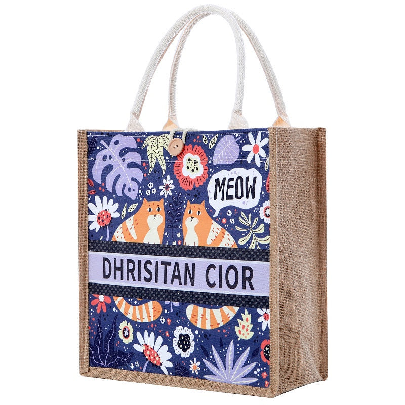 【Professional Customization】Big Canvas Bag Printing Work Handbag Fashion European And American Shopping Linen Bag Handbag Advertising CustomPrintable Logo Manufacturers Customized Various Sizes and Styles(minimum 50pcs)