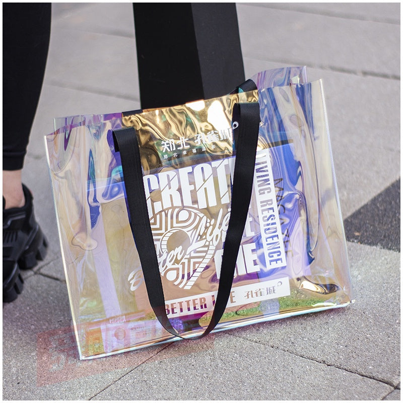 【Professional Customization】Laser Pvc Bag Custom Printable Logo Personalized Fashion Color Shoulder Bag Women's Three-dimensional Large-capacity Printable Logo Manufacturers Customized Various Sizes and Styles(minimum 50pcs)