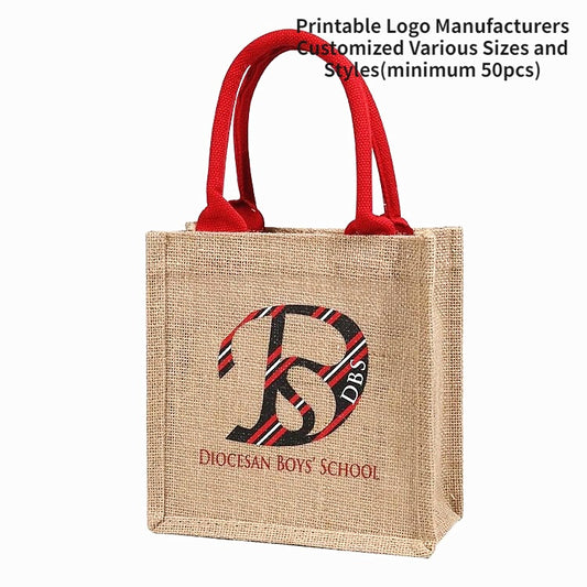 【Professional Customization】Linen Bag Jute Bag Waterproof Cotton Gift Bag Logo Custom Waterproof Film Linen Bag Custom-madePrintable Logo Manufacturers Customized Various Sizes and Styles(minimum 50pcs)