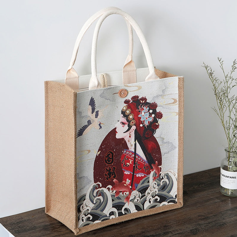 【Professional Customization】Canvas Bag Spot Printing Canvas Bag For Work Women's Hand Carry Shopping Sack National Tide HandbagPrintable Logo Manufacturers Customized Various Sizes and Styles(minimum 50pcs)