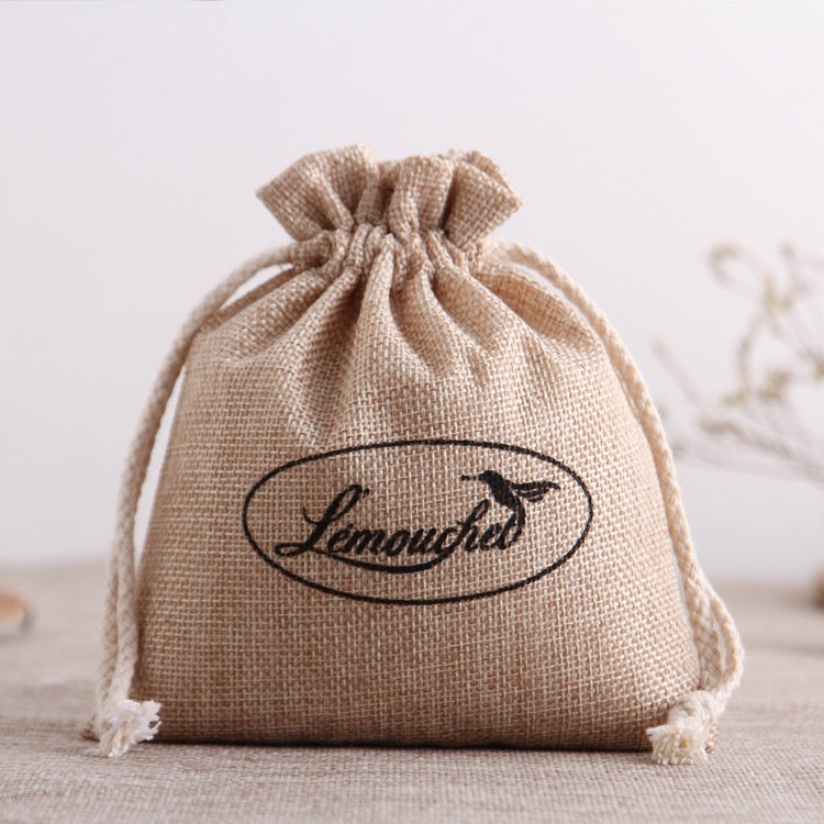 【Professional Customization】Custom Rope Bundle Linen Bag Round Bottom Wine Bag 5 Catty Rice Bag Grain Tea Bag Jewelry Miscellaneous Collection BagPrintable Logo Manufacturers Customized Various Sizes and Styles(minimum 50pcs)