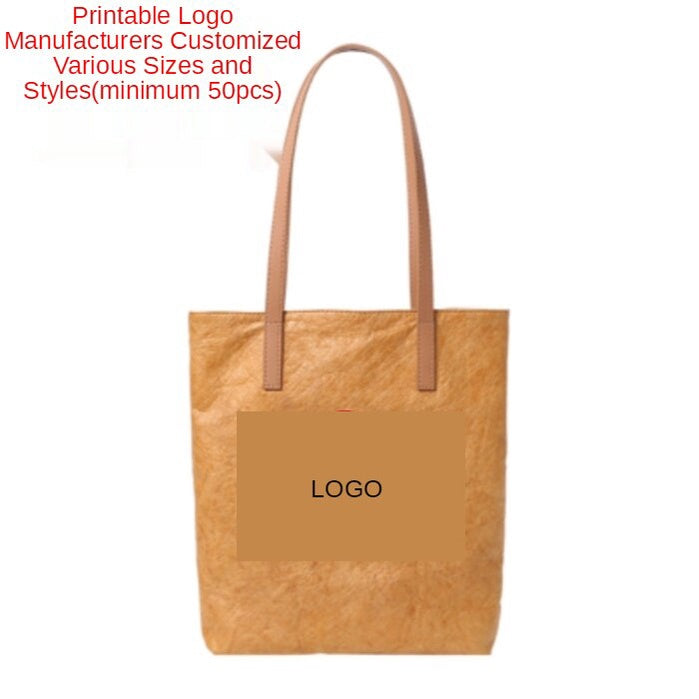 【Professional Customization】DuPont Paper Bag Image Customized Kraft Paper Bag Handbag One Shoulder Tear Resistant Waterproof Paper Bag Printable Logo Manufacturers Customized Various Sizes and Styles(minimum 50pcs)