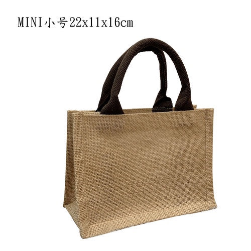 【Professional Customization】Jute Bag Linen Portable Shopping Bag Literature and Art RETRO Lunch Box Small Cloth Bag Printable Logo Manufacturers Customized Various Sizes and Styles(minimum 50pcs)